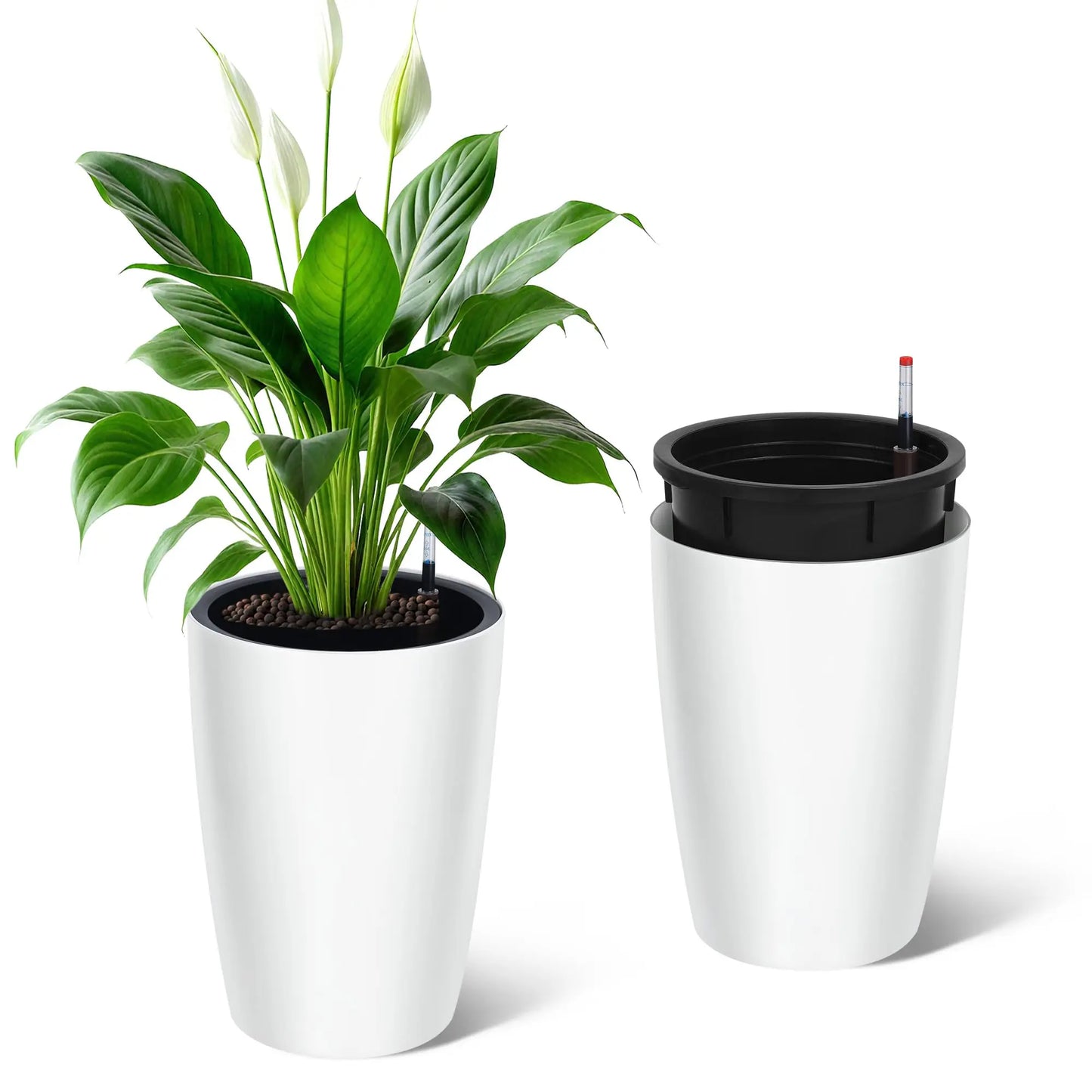HiMISS Self Watering Planters Set Two With Water Level Indicator