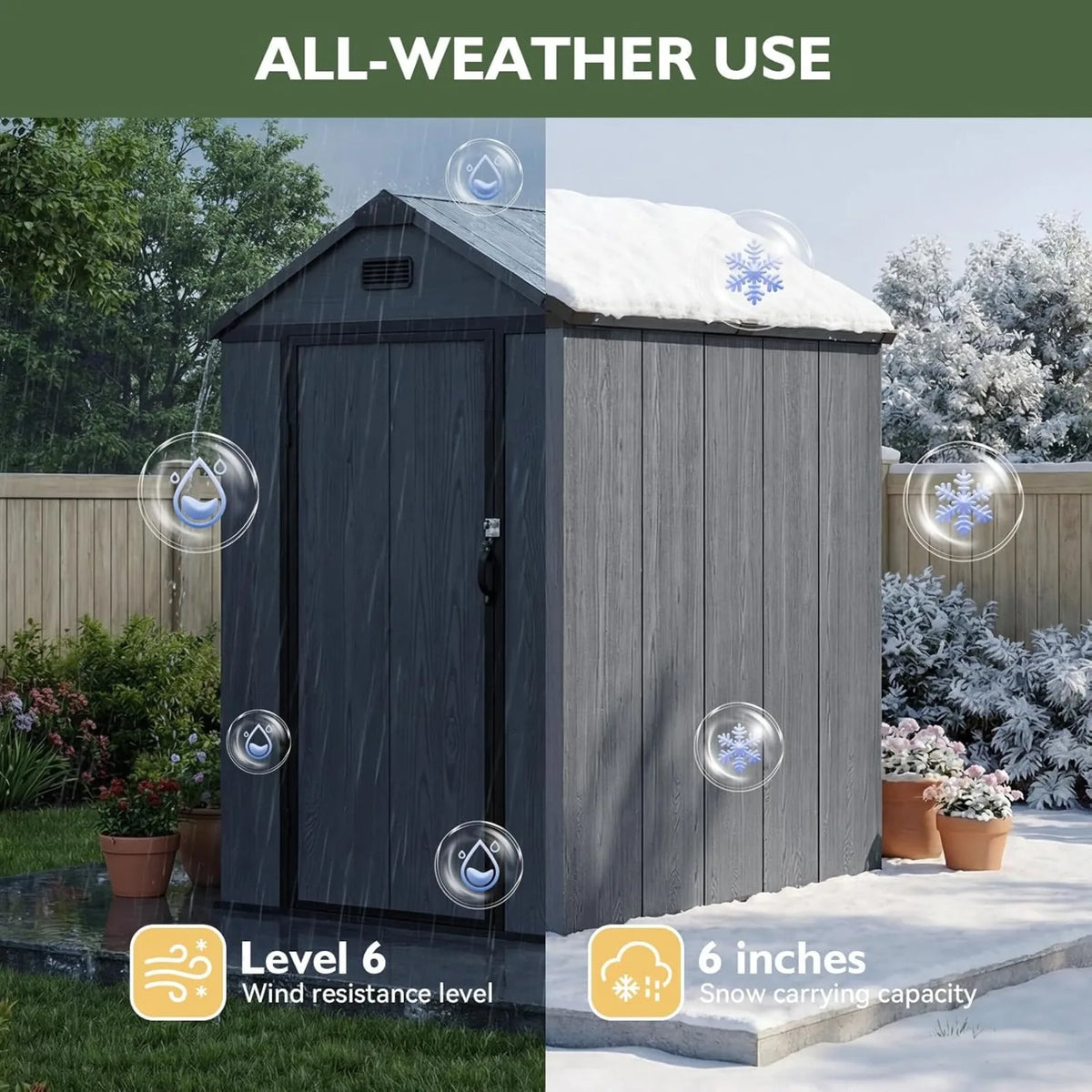 Outdoor Resin Storage Shed With Lockable Door And Ventilation