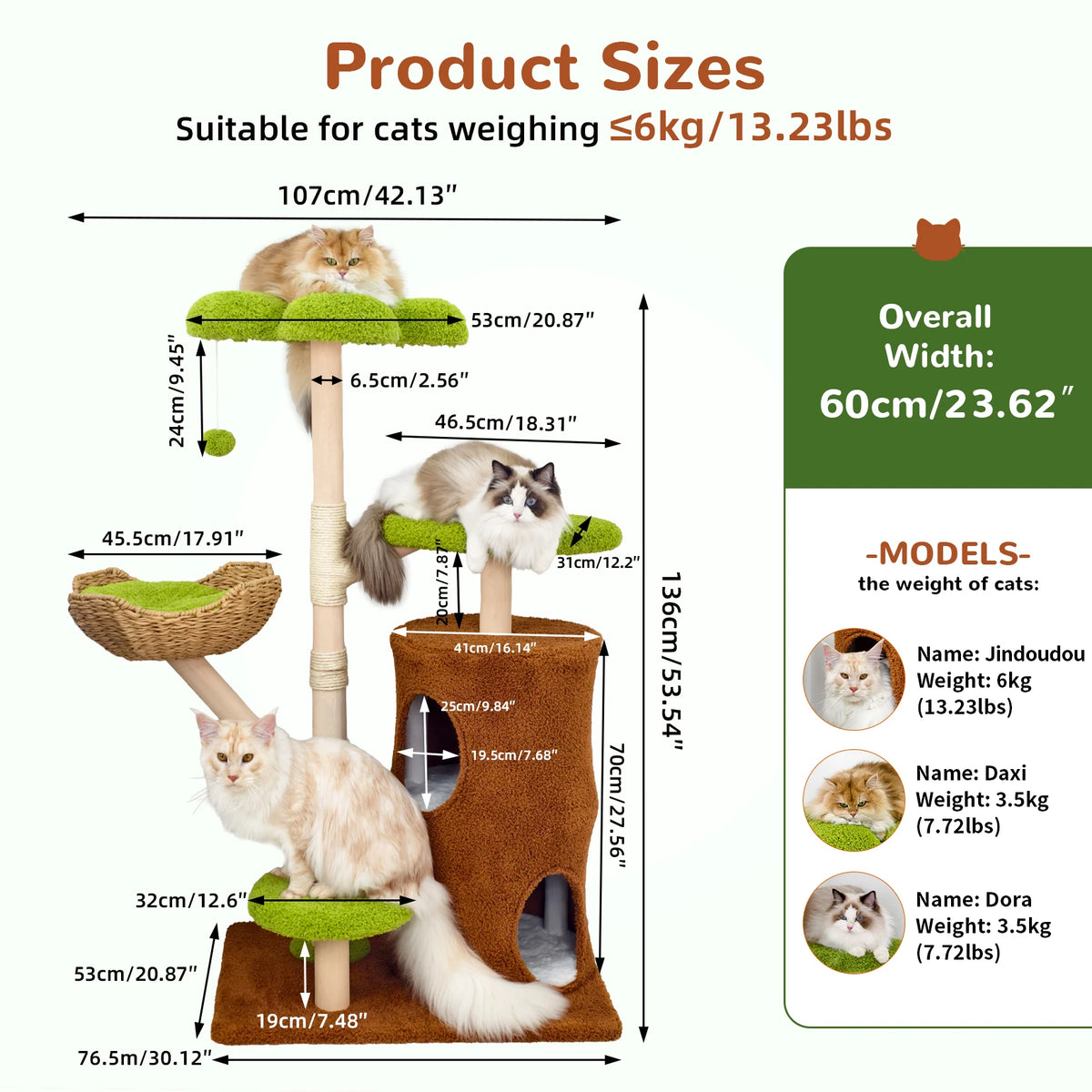 Large Cat Tree Tower Pet Cat Activity Center Scratching Post Cat Condo House Solid Wooden Cat Furniture