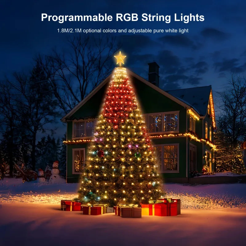 7FT Christmas Tree Lights Holiday String Lights with Star Shape, Smart LED Decoration for Christmas Tree Decorations
