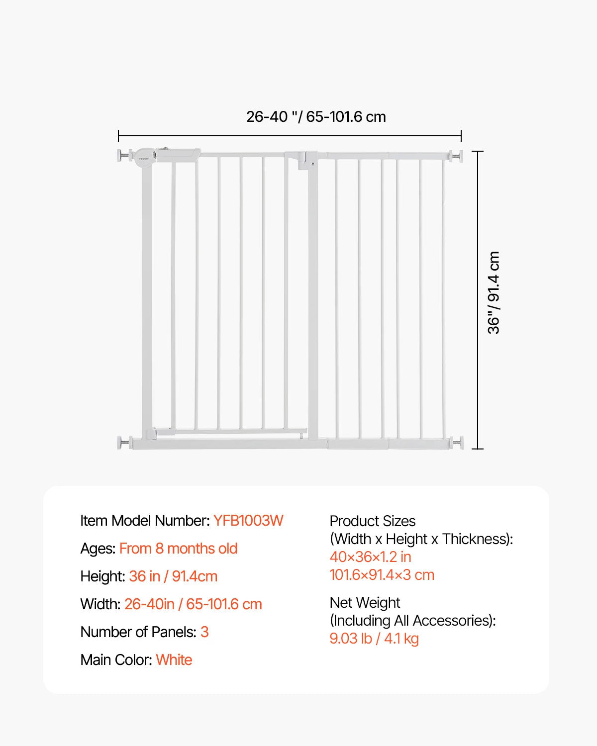 SucceBuy Pressure Mount Baby Dog Gate For Indoor Doorways