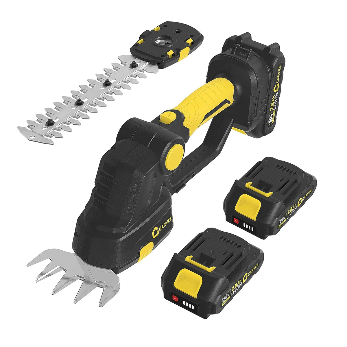 2-in-1 Cordless Grass Shear Hedge Trimmer, Electric Handheld Grass Cutter, 2x 2.0Ah Batteries, Adjustable Head, USB-C Charging