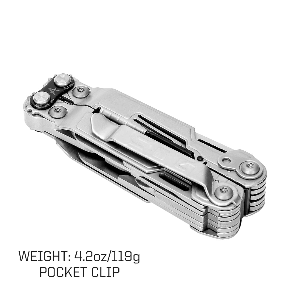 SOG 18 in 1 PowerPint Mini Multi-tool Compact Stainless Steel Lightweight EDC Multifunctional Hand Tools with Folding Pliers Pocket Knife Screwdrivers Scissors Bottle Opener For Outdoor Survival Fishing Cycling DIY Home Repai