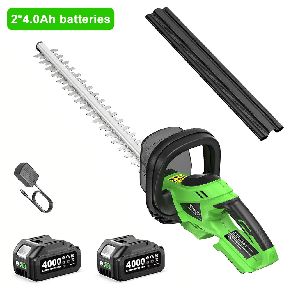 TaskStar Electric Hedge Trimmer 22 Inch Cordless Bush Trimmer 550MM Double Edge Blade for Yard Trimming Landscaping Gardening Hedge Shears with 2 4.0Ah Rechargeable Batteries