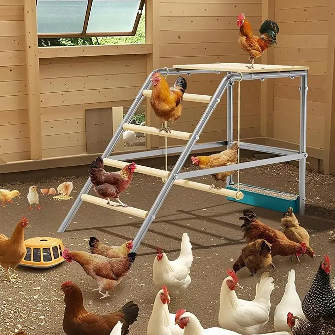 Chicken Perch for Coop with Ladder Design, Weatherproof Roosting Bars for Chickens, Durable Hen Coop Access for Backyard Poultry