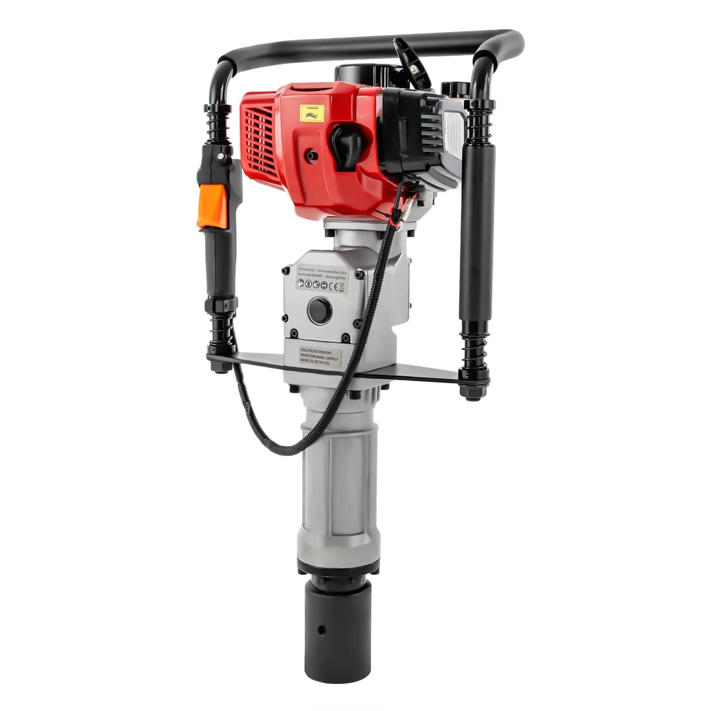 52CC 2-Stroke Gas Post Driver with Anti-Vibration Handle, Heavy Duty Impact Driver for Fencing Construction, Quick Change 2 Socket Sizes for T-Post Wood Post Agricultural Piling Work