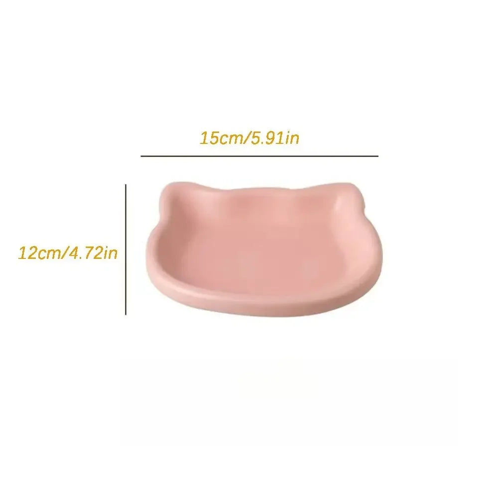 1/4pcs Cute Cat Shape Cat Bowl Plastic Anti-Fall Flip Cat Food Bowl Non-slip Pet Food Dish Pet Feeding