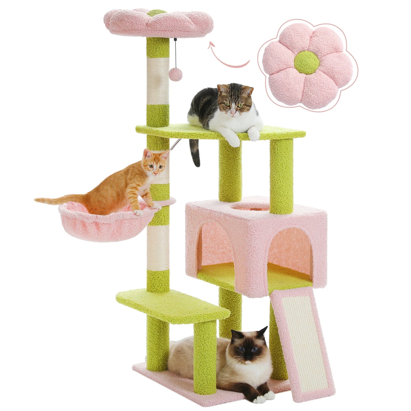 PAWZ Road Flower Design Cat Tree With Sisal Scratching Perch