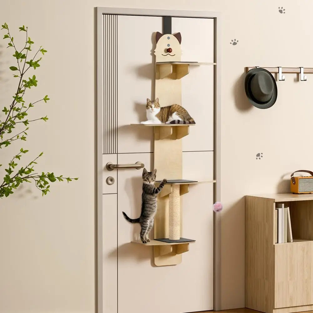 Four Tier Over Door Cat Tree With Sturdy Scratching Shelves