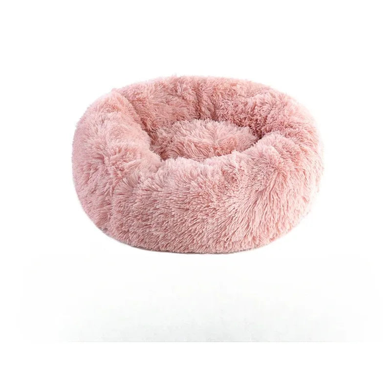 Soft Pet Cat Bed Pad Plush Warm Faux Fur Dog Calm Bed Donut Round Bed Comfortable Sleeping Washable for Small Medium Dog and Cat
