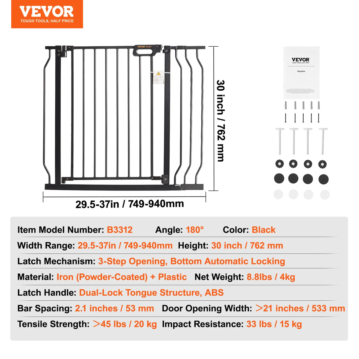 SucceBuy Pressure Mount Baby Dog Gate For Indoor Doorways
