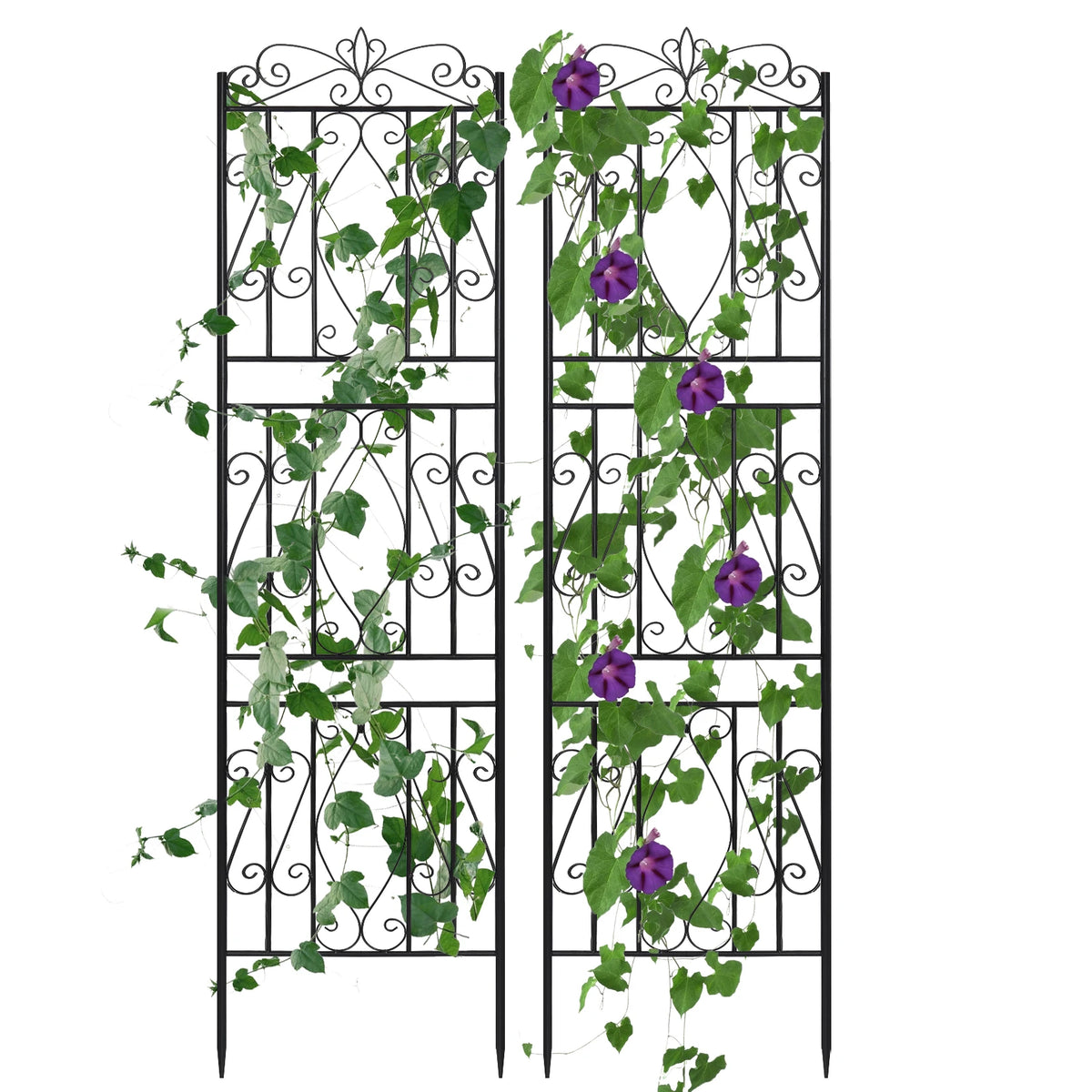 2pcs Tall Rustproof Metal Garden Trellis for Climbing Plants Plant Support Fence Decorative Garden Accessories