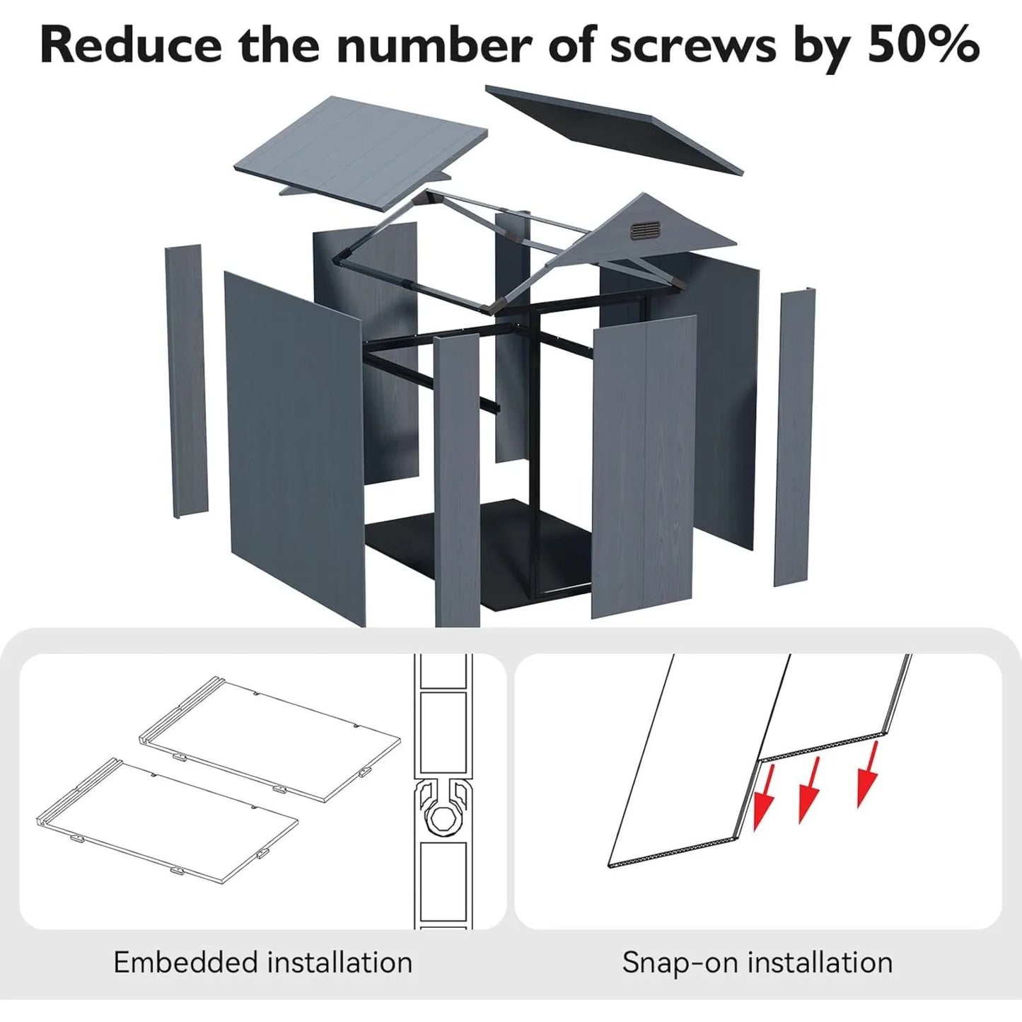 Outdoor Resin Storage Shed With Lockable Door And Ventilation