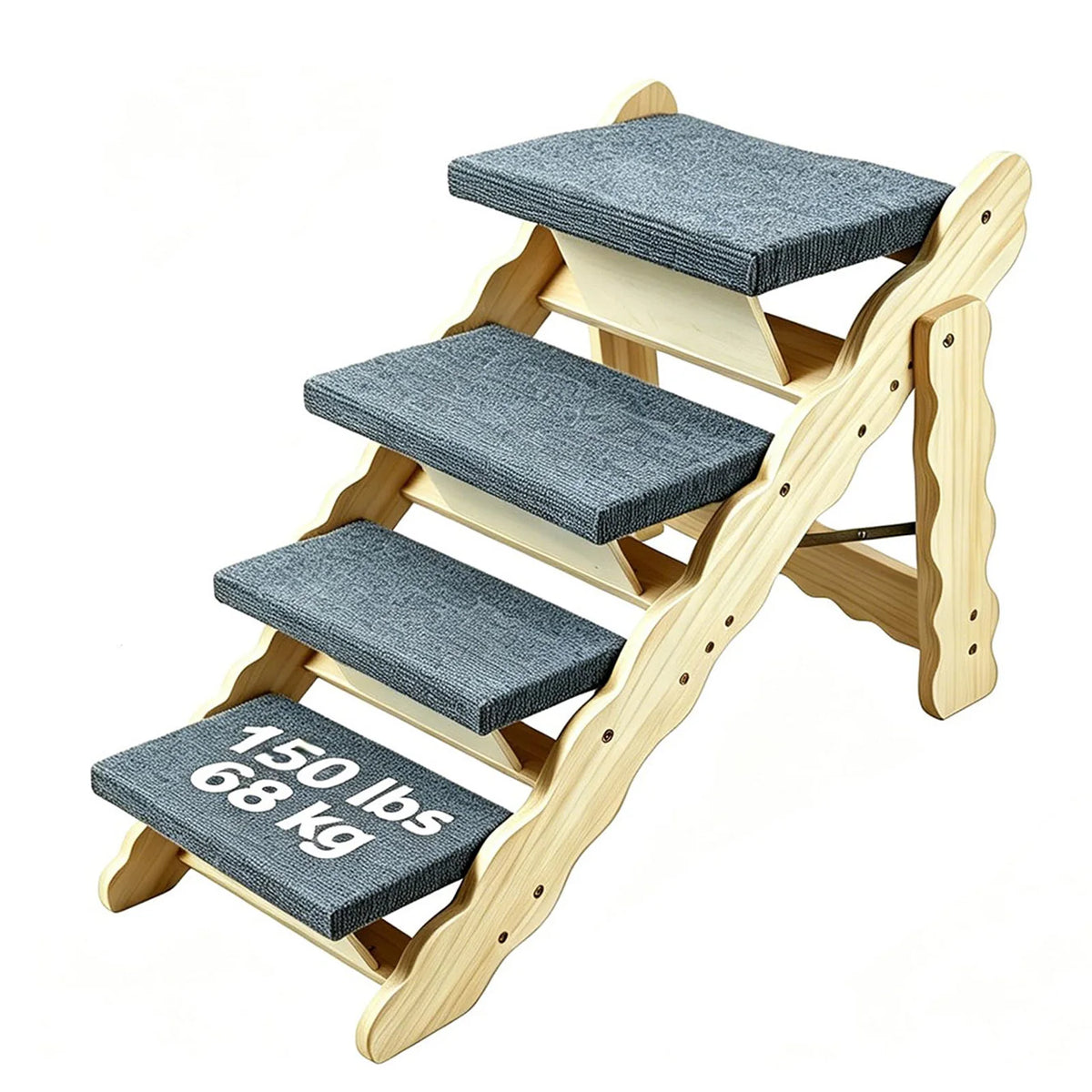 DishyKooker Wooden Pet Stairs And Folding Dog Ramp