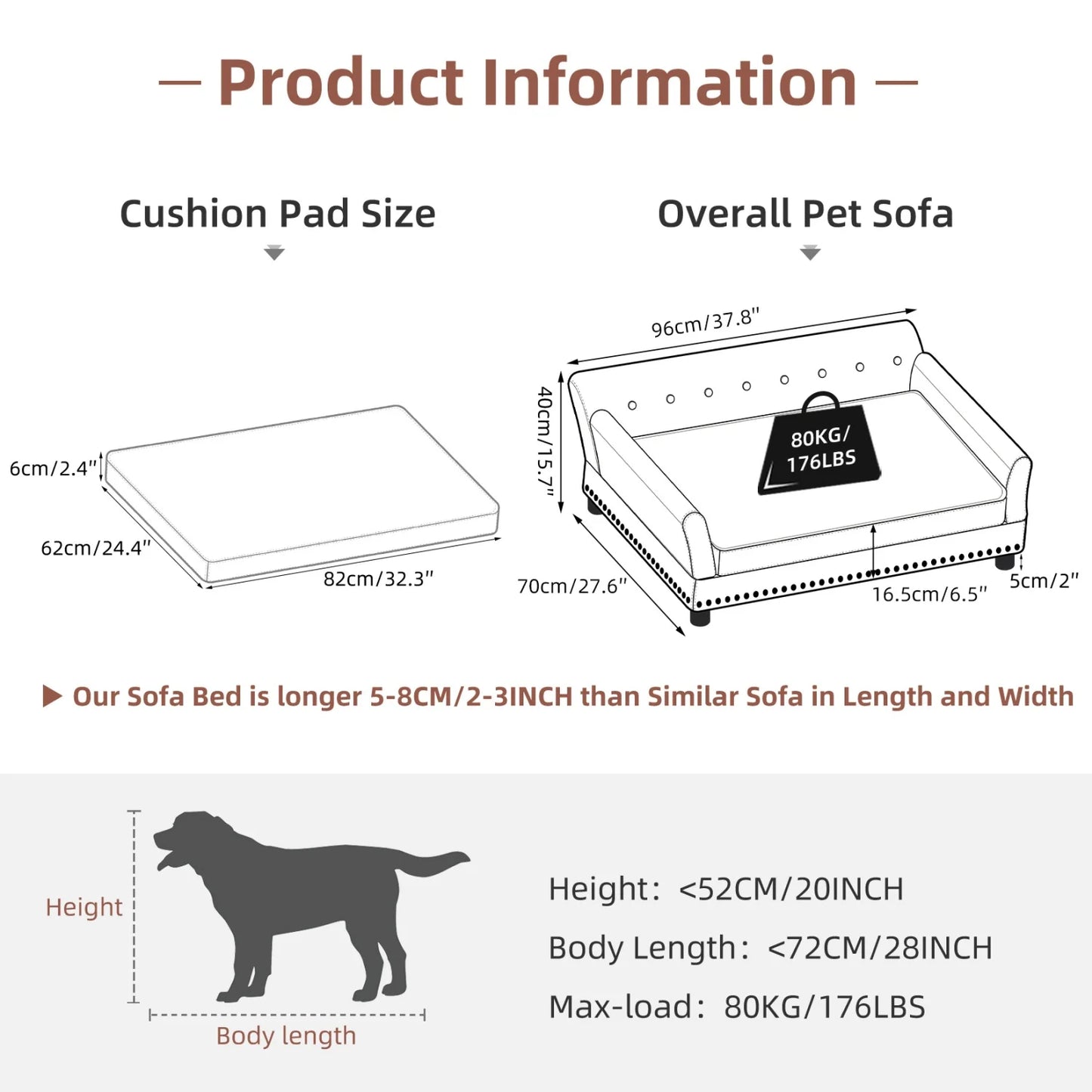 Bingopaw Waterproof Dog Sofa With Removable Microfiber Cushion