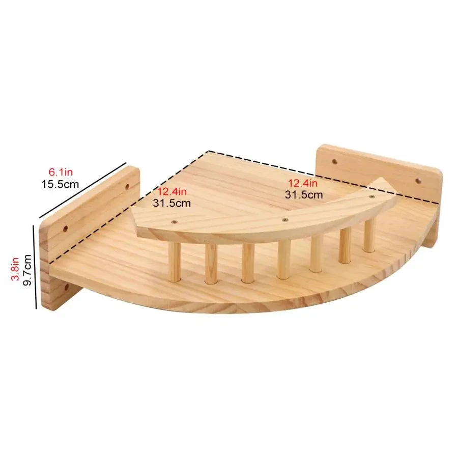 CWV Wall Mounted Cat Hammock Steps Pine Wood Climbing Shelf
