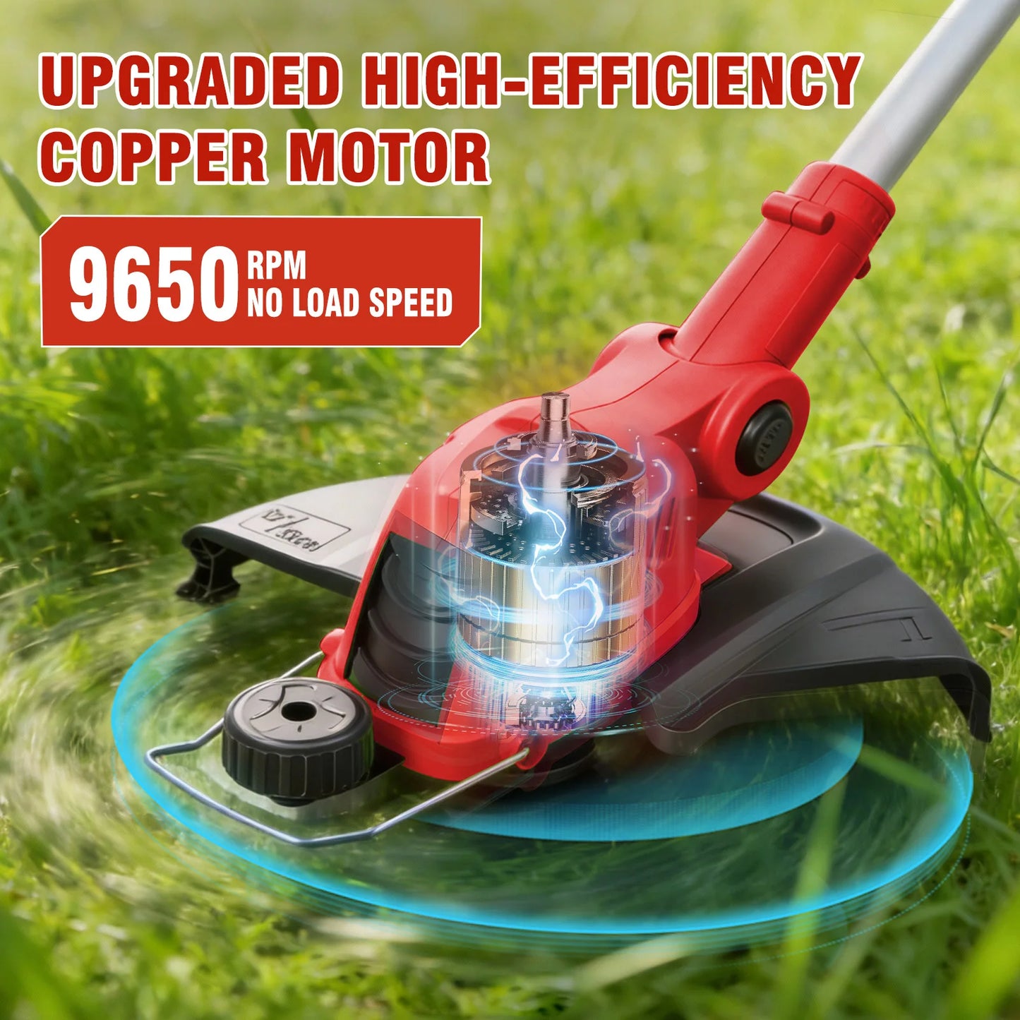 Cordless Rotatable String Trimmer With Dual Battery And Charger