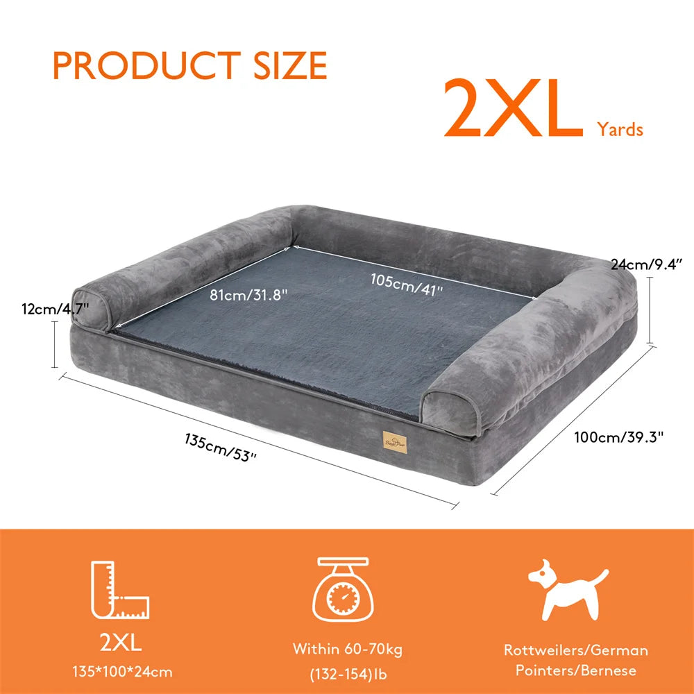 Borwart Orthopedic Memory Foam Plush Dog Bed Waterproof Removable Cover