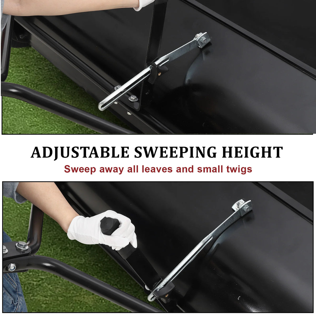 42 Inch 44 Inch Lawn Sweeper Tow Behind, 24 cu.ft. Large Pull Behind Grass Sweeper, Heavy Duty Leaf & Grass Collector with Dumping Rope Design, Adjustable Sweeping Height for Picking Up Debris & Grass