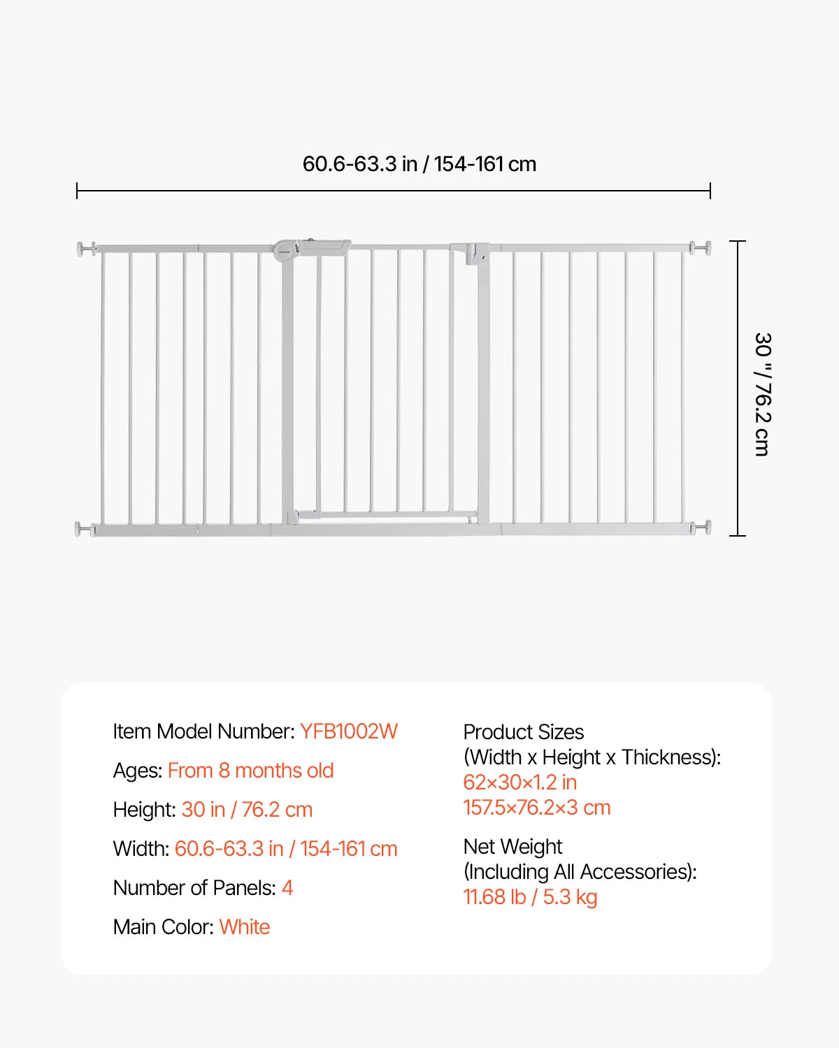 SucceBuy Pressure Mount Baby Dog Gate For Indoor Doorways