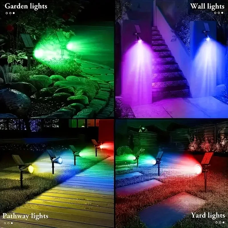 Solar Power Spot Lights Outdoor Waterproof for Christmas Decorations Flag Tree Wreath Santa Claus Snowman Bright LED Landscape Lamp Uplights for Outside Garden Yard Patio Sidewalk Warm White