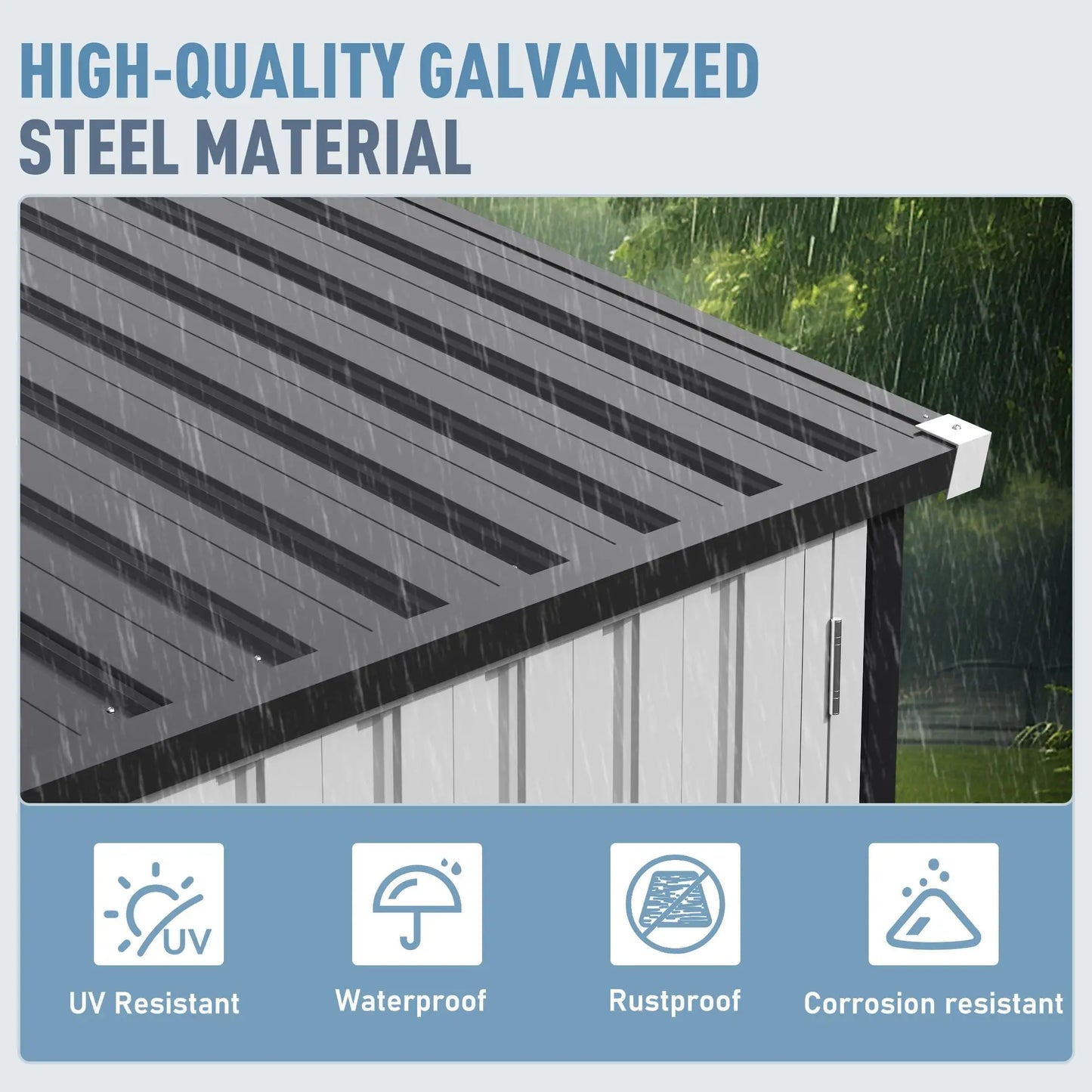 VIWAT Outdoor Metal Storage Shed With Lockable Heavy Duty Frame