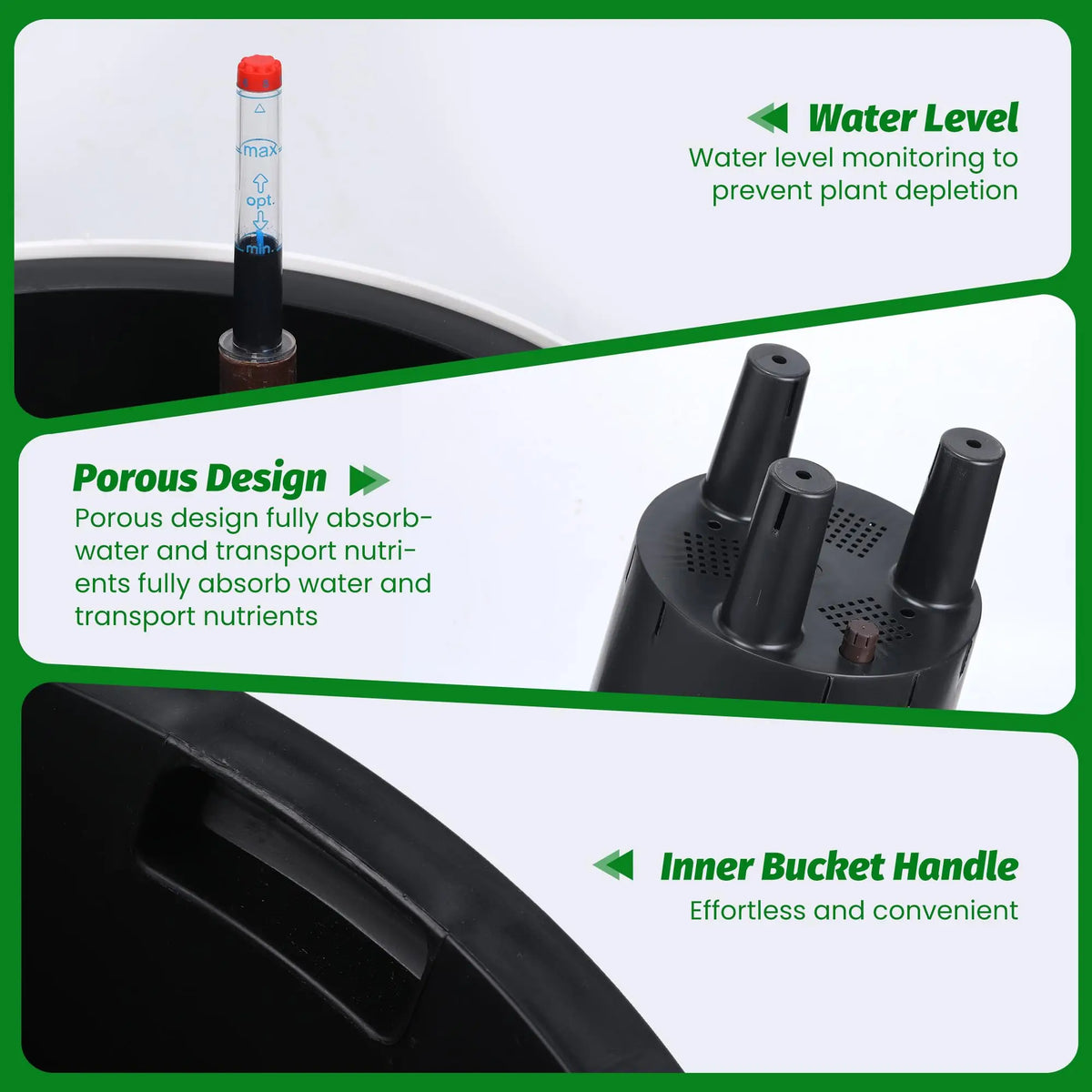 HiMISS Self Watering Planters Set Two With Water Level Indicator