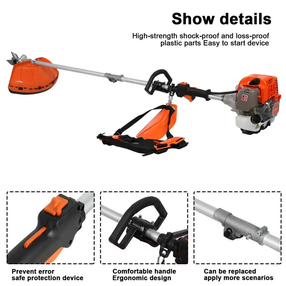 5 in 1 Lawn Mower 52CC Gas Weed Trimmer Cordless Hedge Trimmer 2-Stroke Brush Cutter Handheld Chainsaw Hedge Pruner Set