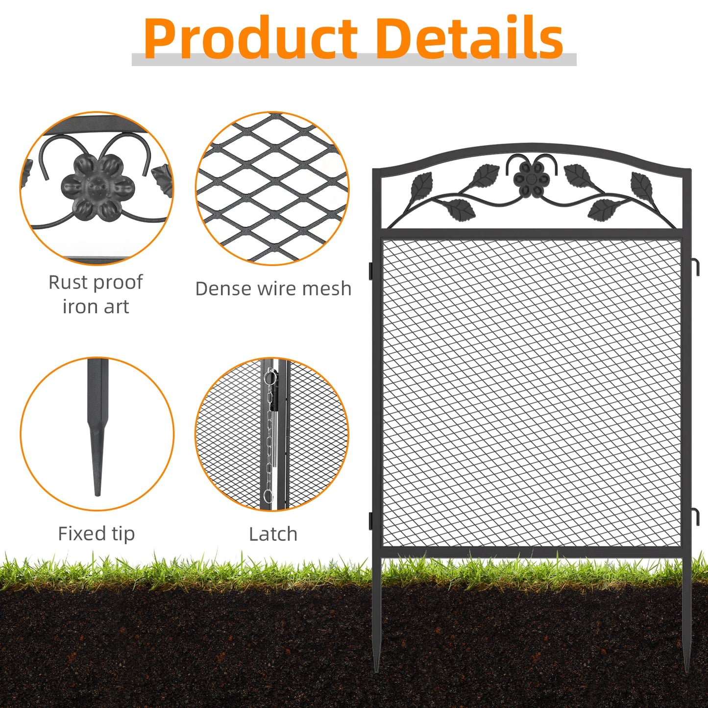 5pcs Iron Garden Decorative Fence Panels Lawn Border Metal Animal Barrier for Outdoor Landscape Decor
