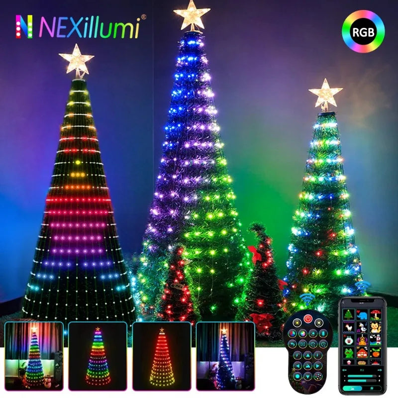 7FT Christmas Tree Lights Holiday String Lights with Star Shape, Smart LED Decoration for Christmas Tree Decorations