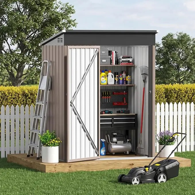 Outdoor Resin Storage Shed With Lockable Door And Ventilation