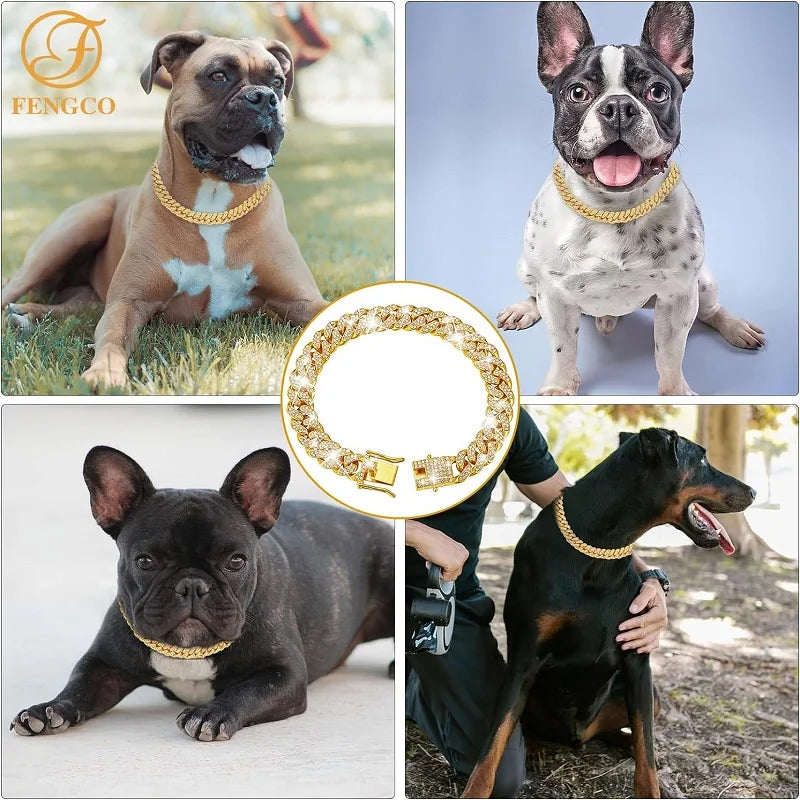 Luxury Stainless Steel Dog Chain Collar Decorative Pet Fashion Jewelry