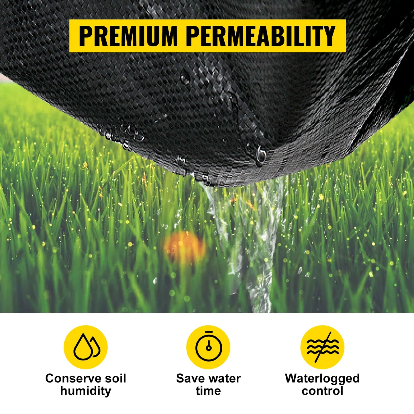 SucceBuy Woven Ground Cover Weed Barrier 5.8/5oz Landscape Fabric 4'x100'/5'x250'/3'x300'/4'x300' Garden Mat Weed Control Fabric