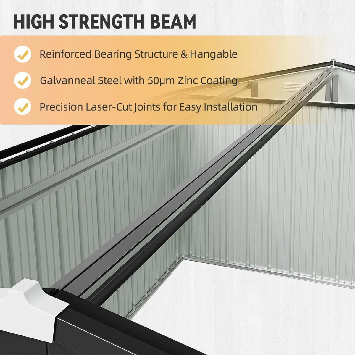 Galvanized Steel Outdoor Storage Shed With Double Doors And Ventilation