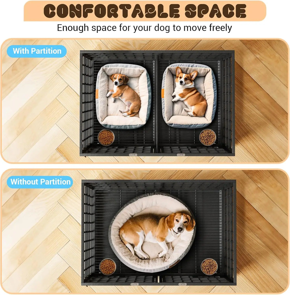 Garvee Heavy Duty Dog Crate With Wheels And Removable Tray