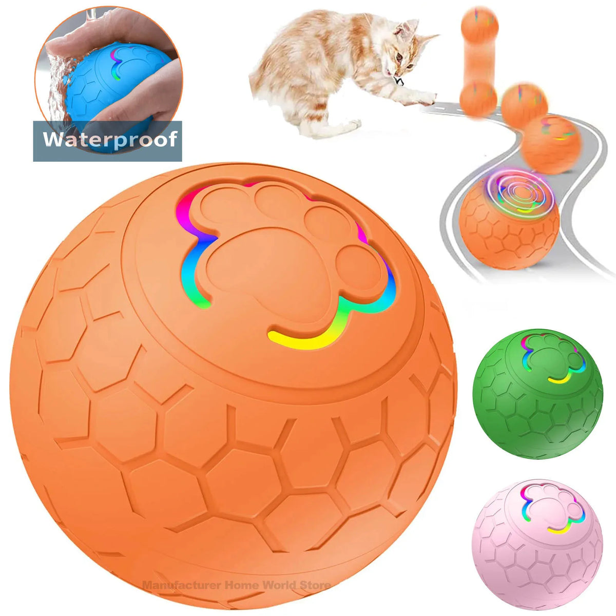 Smart Electronic Dog Toy Ball With Automatic Rolling RGB Lights