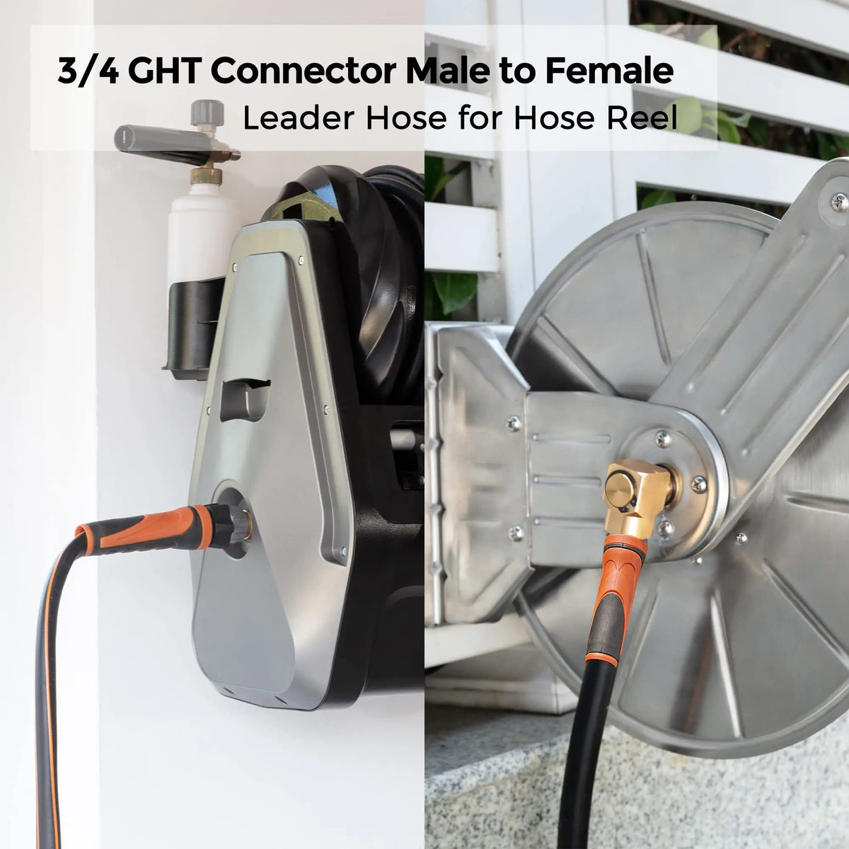 Giraffe Tools Garden Hose 5/8", Water Hose Heavy Duty, Flexible, Lightweight Hybrid Hose with Swivel Handle, 5-100ft Male to Female Fittings, Burst 600 PSI, Short Leader Hose