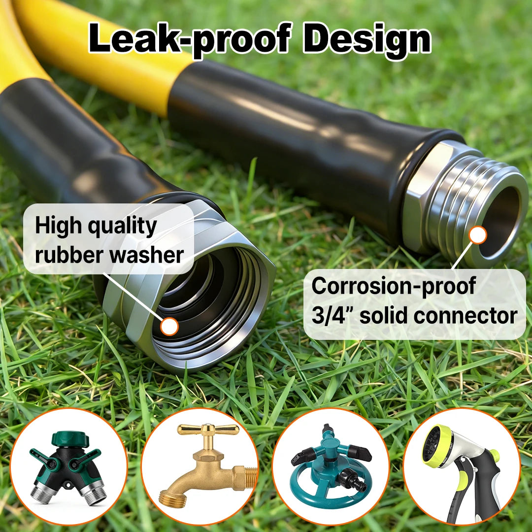 T TOVIA Garden Hose,All Weather Hybrid Water Hose,Lightweight,Kink Free.Flexible Garden Hose with 3/4'' Aluminum Fittings,Watering Equipment for Outdoor, Backyard, Lawn