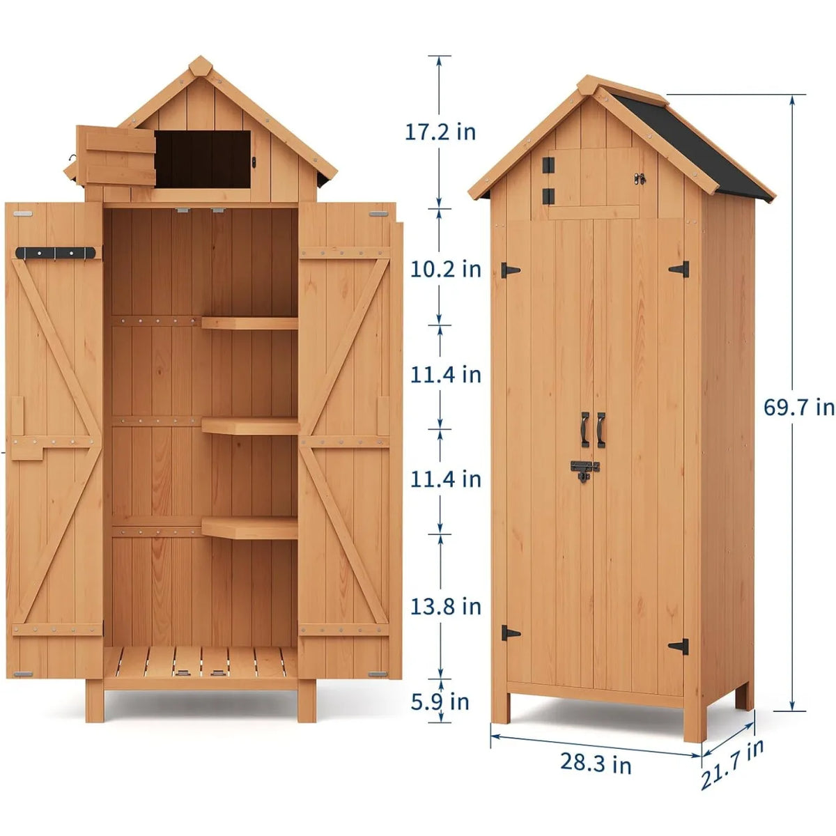 Outdoor Wooden Storage Cabinet For Garden Tools And Lawn Equipment