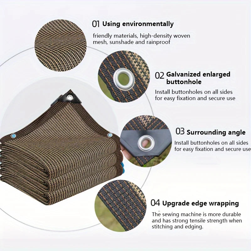 Shaded Outdoor Patios, Privacy Fence Screens, Outdoor Gap Shade Nets, High-Density Woven Shade Cloth with Brass Grommets, Uv-Resistant, Breathable and Evenly Woven, Suitable for Backyards, Gardens and Lawns