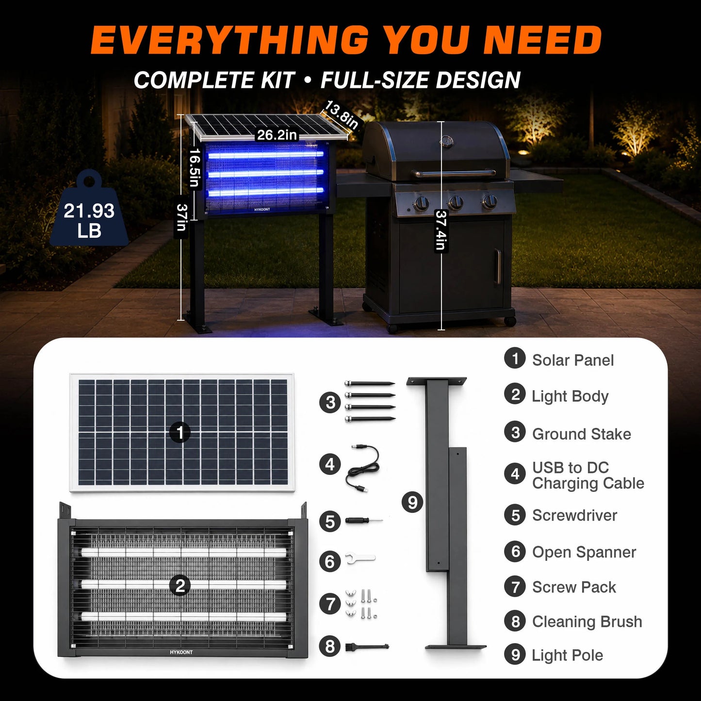 Solar Bug Zapper Light 18W/30W, 3500V Solar Mosquito Killer for Outdoor, Dusk-to-Dawn Insect Trap Lamp for Mosquitoes, Flies & Gnats