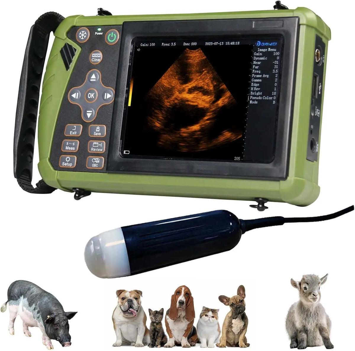 Dawei Portable Veterinary Ultrasound Scanner for Pregnancy with 3.5Mhz Probe