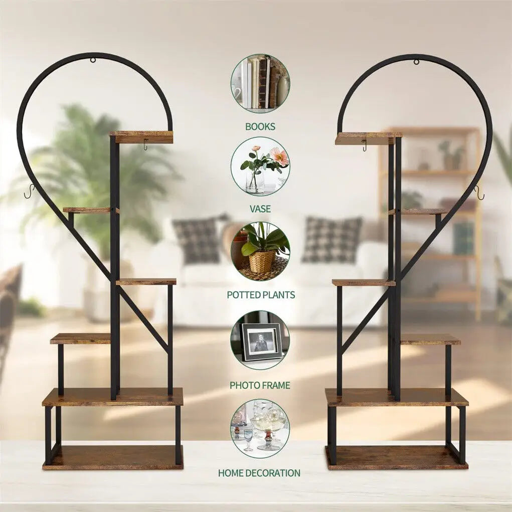 Metal Heart Shaped 6-Tier Ladder Plant Stand Tall Garden Flower Pots Display Rack for Home And Garden Decor