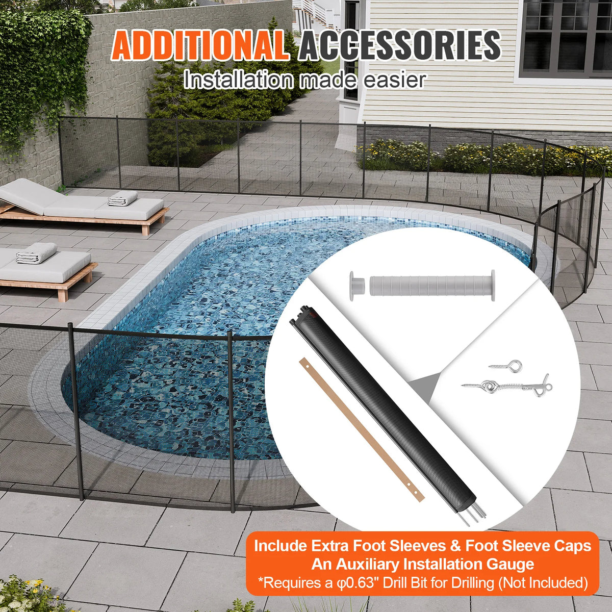 SucceBuy Pool Fence Fences for Inground Pools Removable Child Safety Pool Fencing Teslin PVC Fence Mesh Protects Kids and Pets