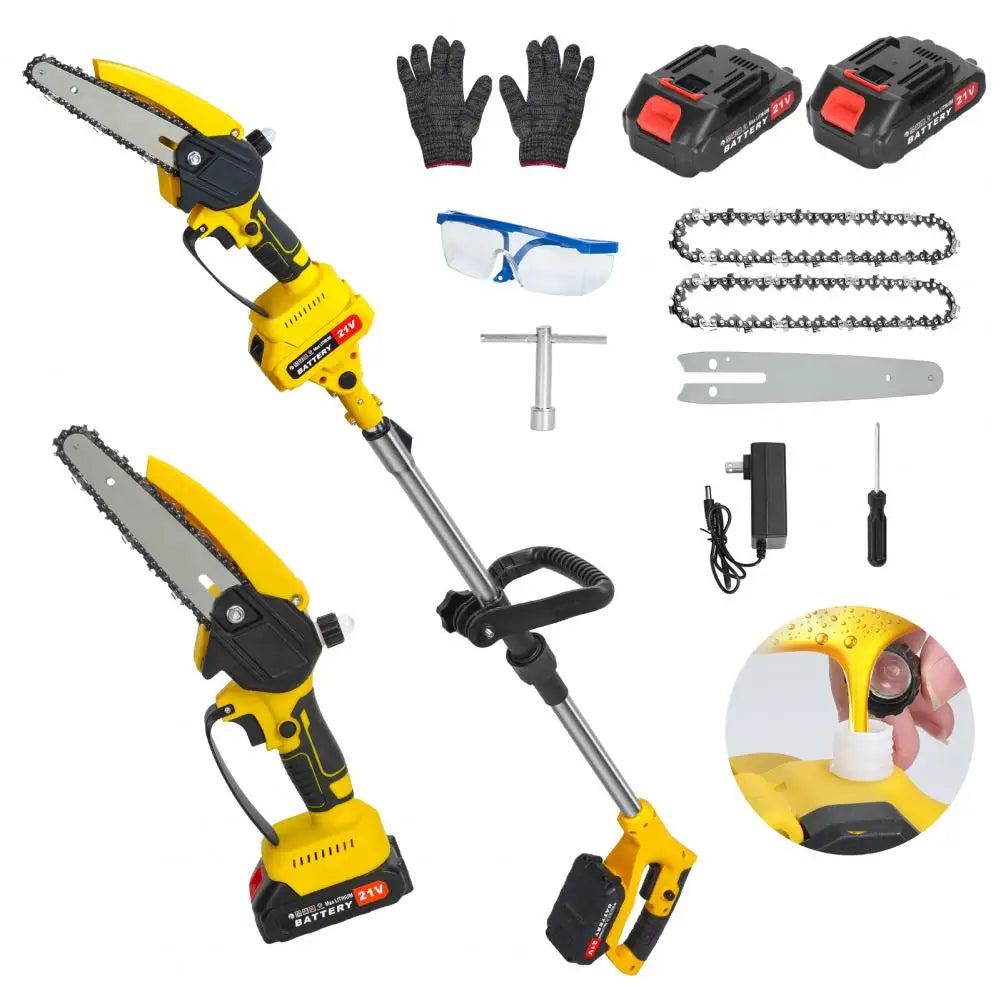 Cordless 2-in-1 Pole Saw And Mini Chainsaw 6-Inch Brushless Electric Chain Saw with 5.9 Feet Max Reach for Trimming And Cutting