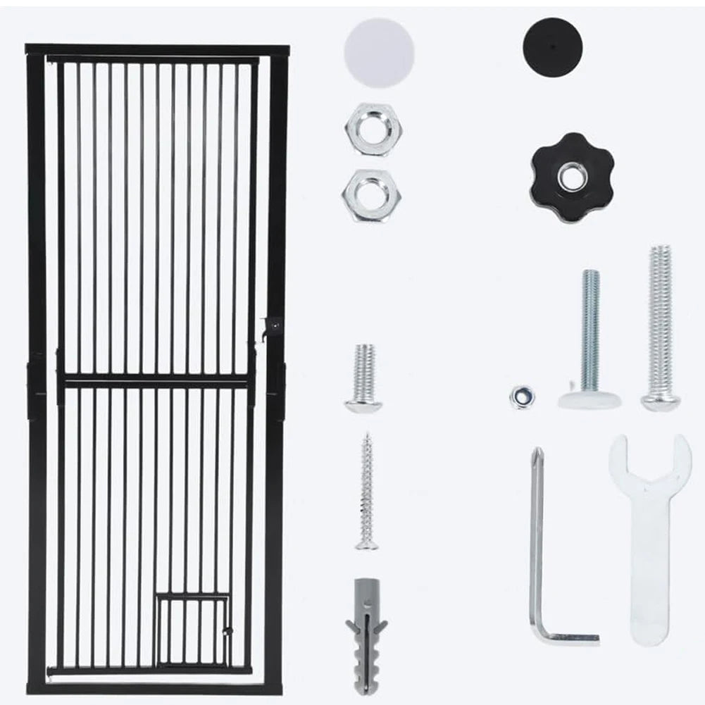 71" Extra Tall Pet Gate for Cats, 30.3-40.9'' Width Adjustable Pet Door | No-Drilling Pressure Mounted, Cat Gate with Door for Stairs, Doorways, Kitchen, 4 Extensions Kits