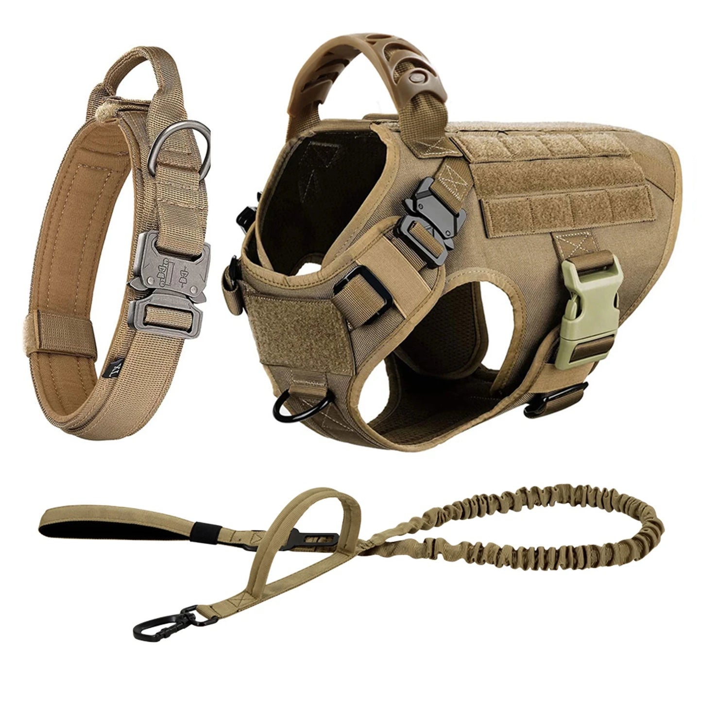 Adjustable Tactical Dog Training Harness Nylon Leash And Collar