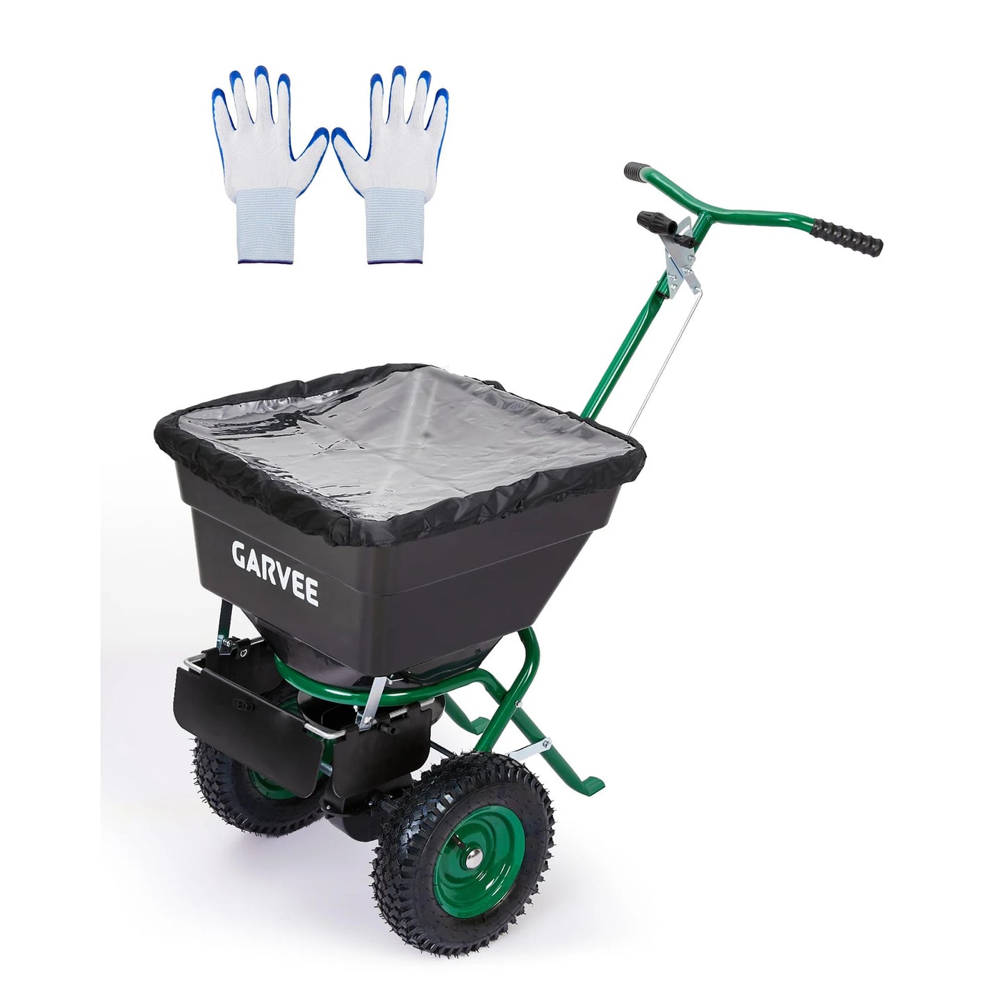 Push Lawn Spreader 100lb Broadcast Spreader With Rain Cover Gloves 12ft Spread Width Adjustable Seed Fertilizer Salt Spreader