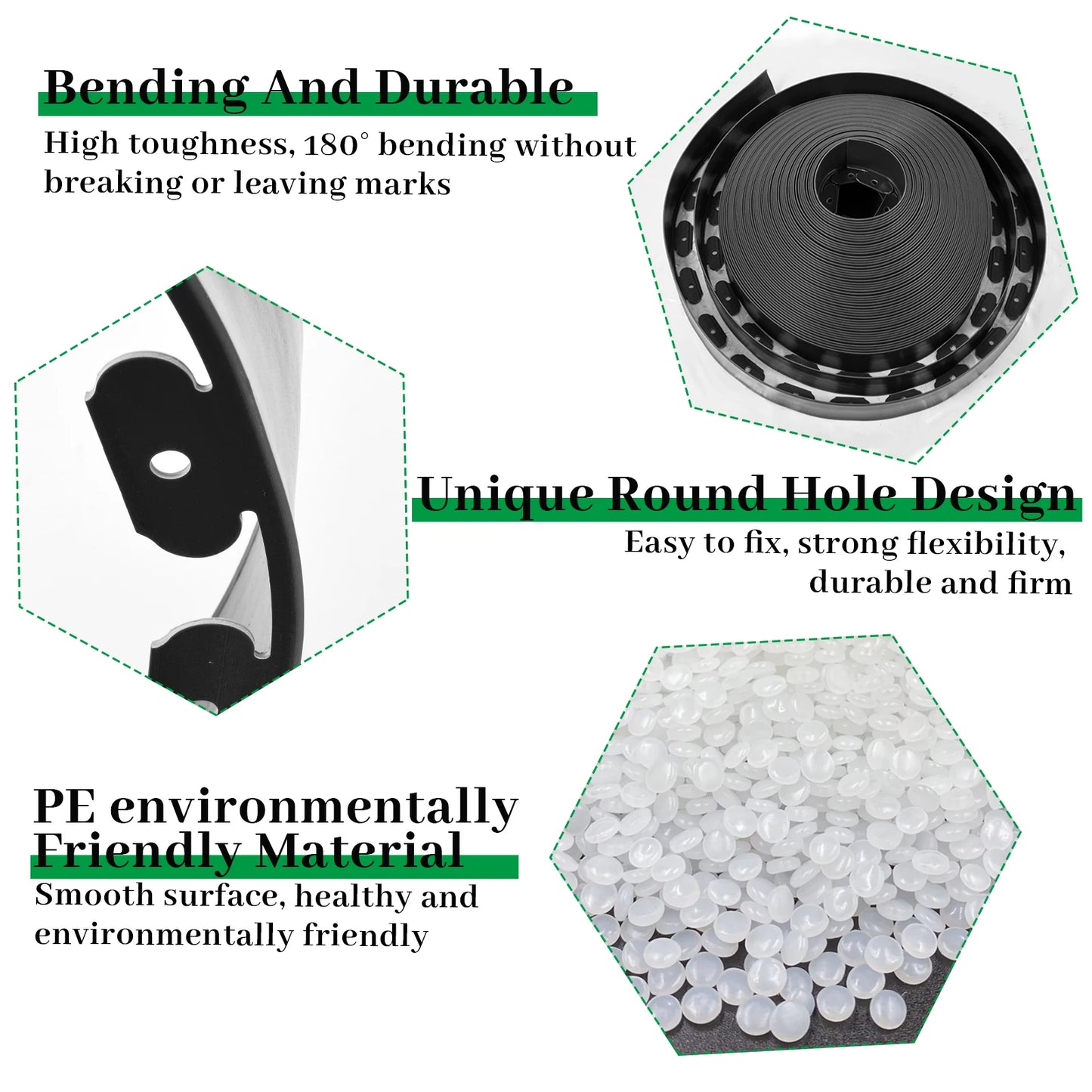 Black Garden Landscape Edging, 4 Inch Tall Lawn Edging No Dig, Landscape Edging Border with Spikes, Lawn Edging Roll Kit for Garden Flower Beds Yards