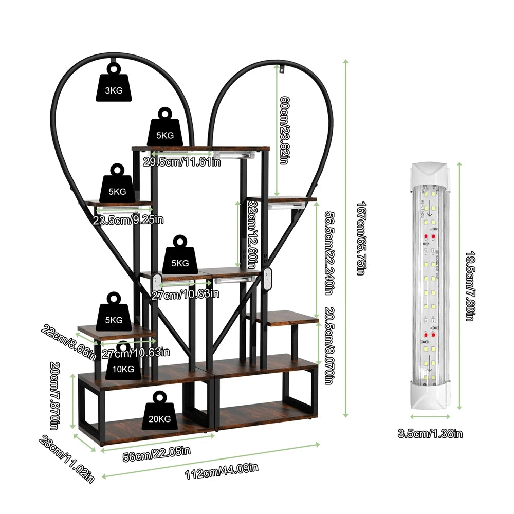 Metal Heart Shaped 6-Tier Ladder Plant Stand Tall Garden Flower Pots Display Rack for Home And Garden Decor